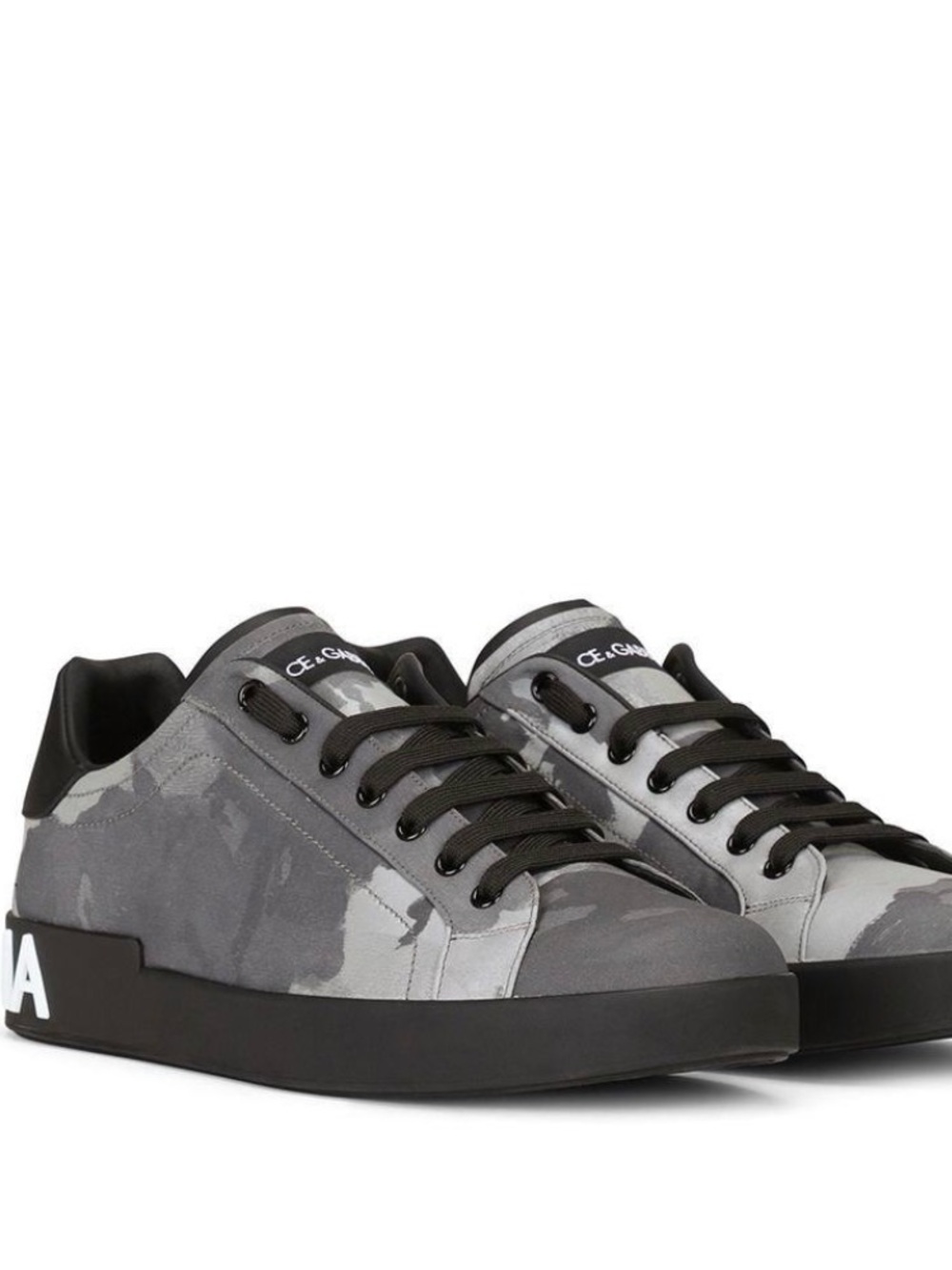 Dolce & Gabbana Gray Camouflage Low-Top Sneakers